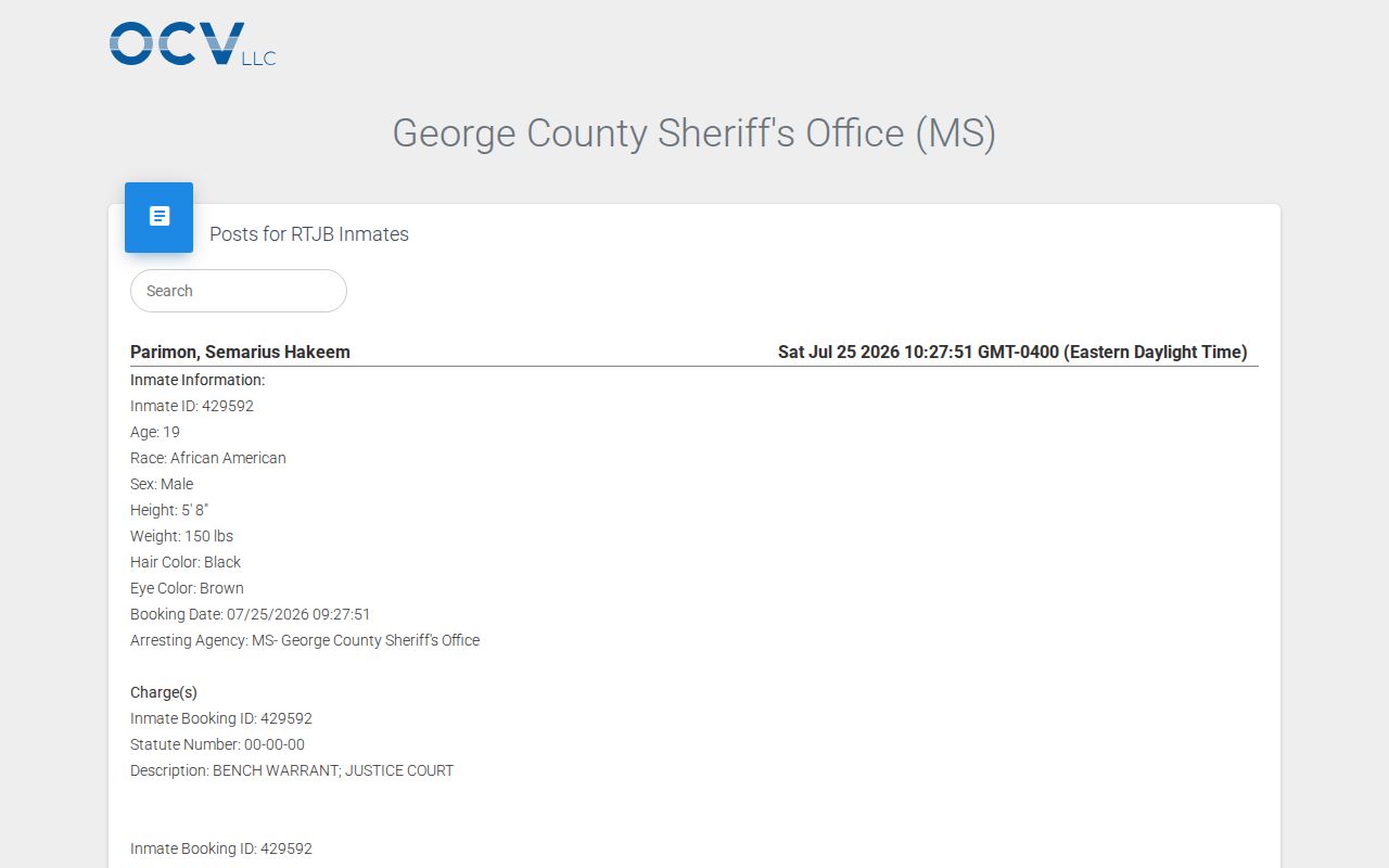 George County released inmate search starting with current custody roster