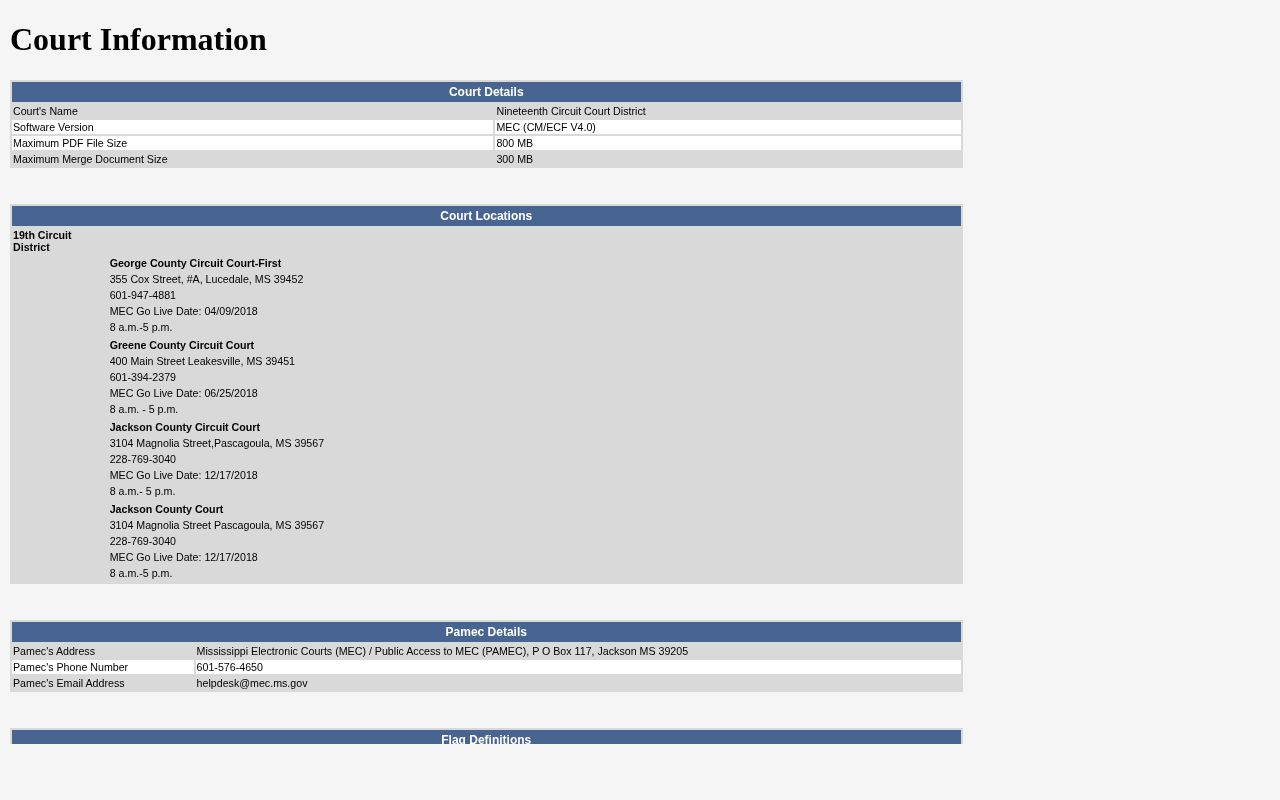 George County released inmate Circuit Court record access
