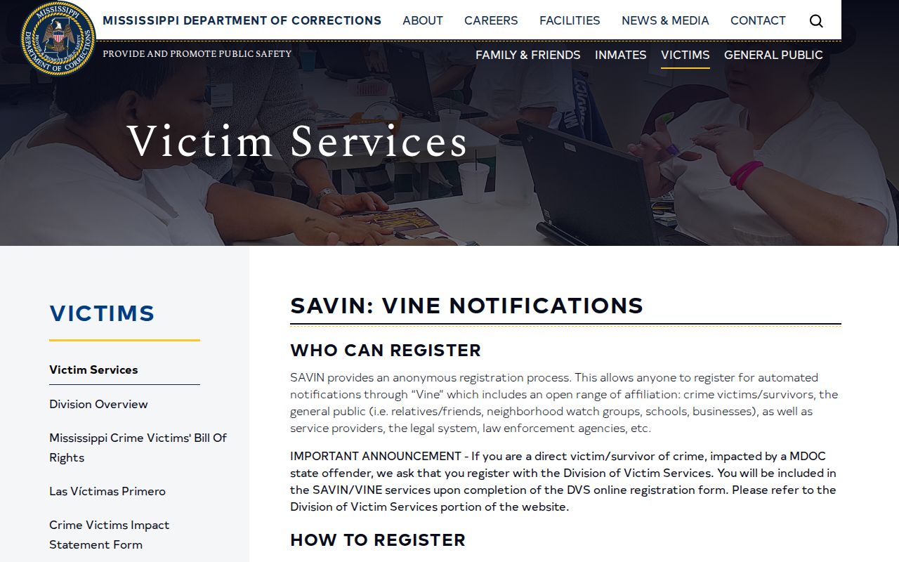 George County VINE release notification events through Mississippi SAVIN