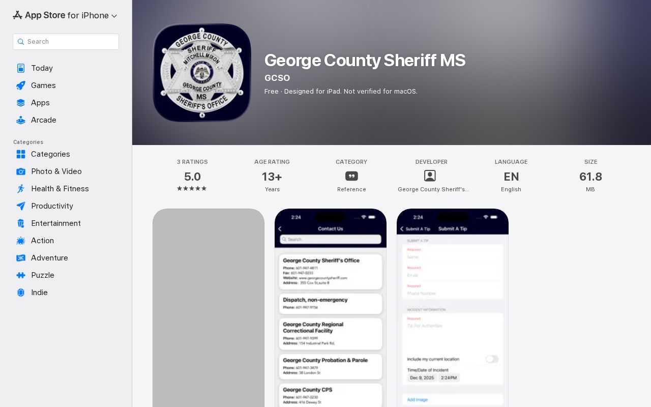 George County sheriff app with current inmate access, not 24-hour releases